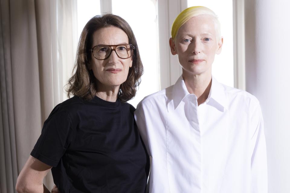 Tilda Swinton, right and Joanna Hogg pose for portrait photographs for the film 'The Eternal Daughter' during the 79th edition of the Venice Film Festival in Venice, Italy, Tuesday, Sept. 6, 2022. (Photo by Joel C Ryan/Invision/AP)