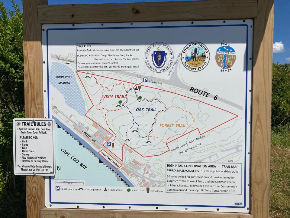 A trail map of the High Head Conservation Area in North Truro.