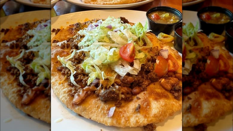 fry bread taco white plate