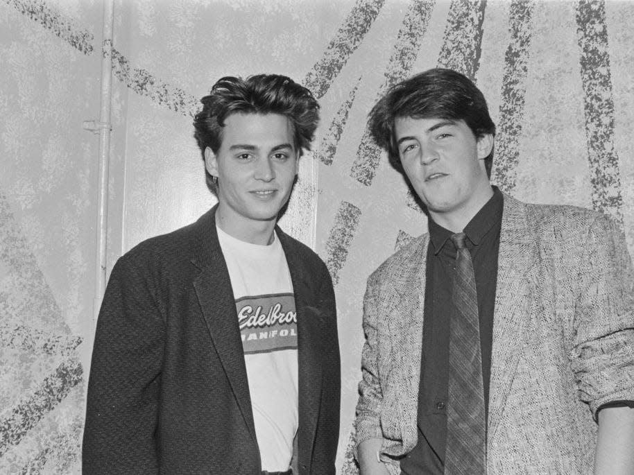 Johnny Depp and Matthew Perry at The Limelight in New York City around 1988.