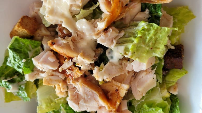 Caesar salad with rotisserie chicken