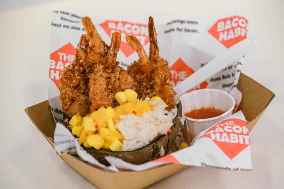 The Bacon Habit's Coconut Shrimp competed Wednesday, Sept. 14, 2022, in the Great Taste of a Fair competition between fair fare purveyors at the Capital Cafe for the upcoming Oklahoma State Fair in Oklahoma City.
