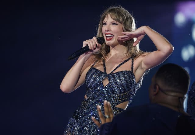 <p>Thomas Niedermueller/TAS24/Getty</p> Taylor Swift performs in Munich on July 27, 2024