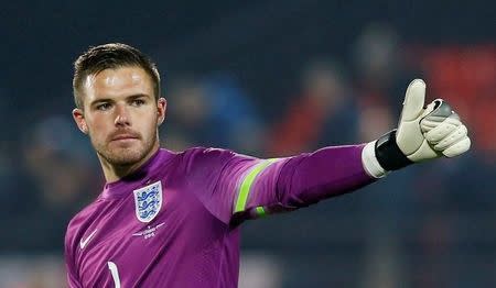 England's Jack Butland celebrates at the end of the match. Action Images via Reuters / Carl Recine