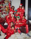 <p>The Harveys were ready for Santa this season! Steve, Marjorie, their sons Broderick, Wynton, Jason and his wife Amanda and their kids Rose, Ezra, Noah, and Joey rocked matching pajamas on Christmas.</p>