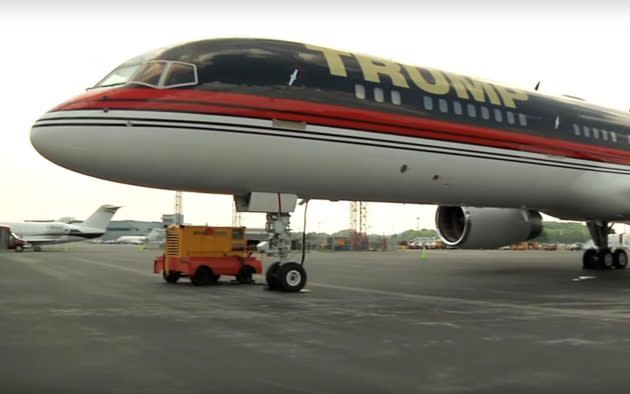 The plane that Donald Trump used during the campaign, nicknamed Trump Force One, is a Boeing 757-200 jet. (Trump Organization via YouTube)