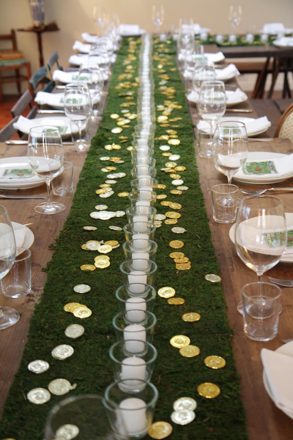 St. Patrick's Day Party Ideas: Faux Moss Table Runner