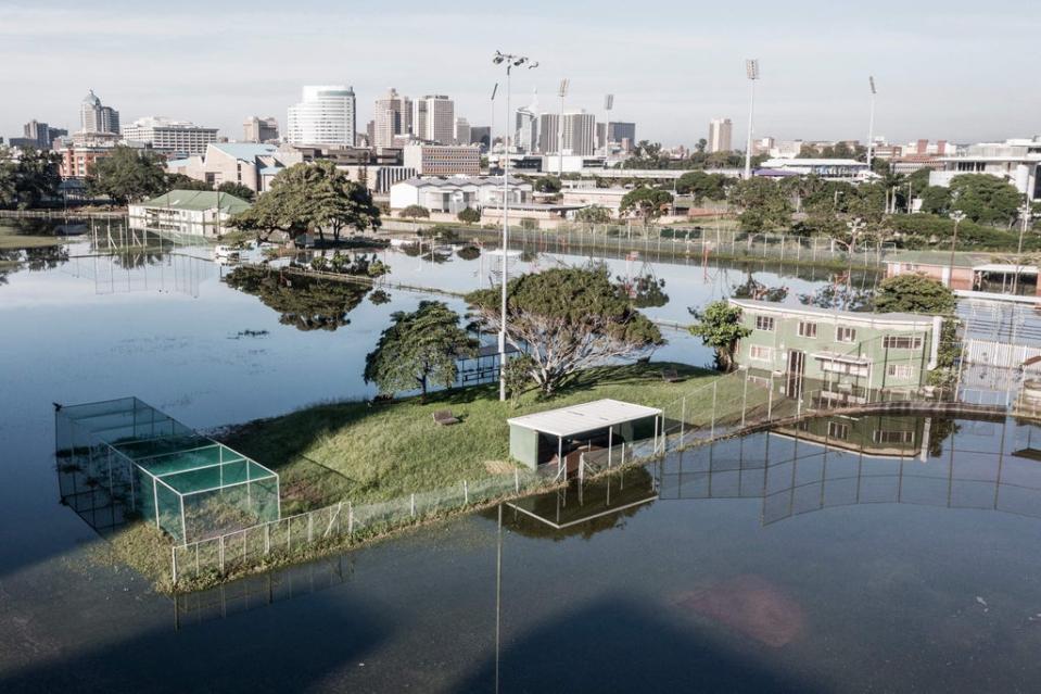 Sports fields under water following heavy rains in Durban (AFP via Getty)