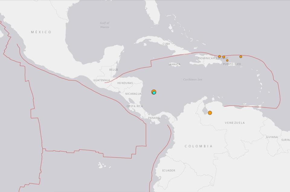 哥倫比亞當局表示，哥倫比亞加勒比海島嶼聖安德瑞斯島(San Andres)附近24日發生規模6.1的強震，目前沒有發布海嘯警報，也沒有傳出災情。 (翻攝自美國地質調查所US Geological Service官網)