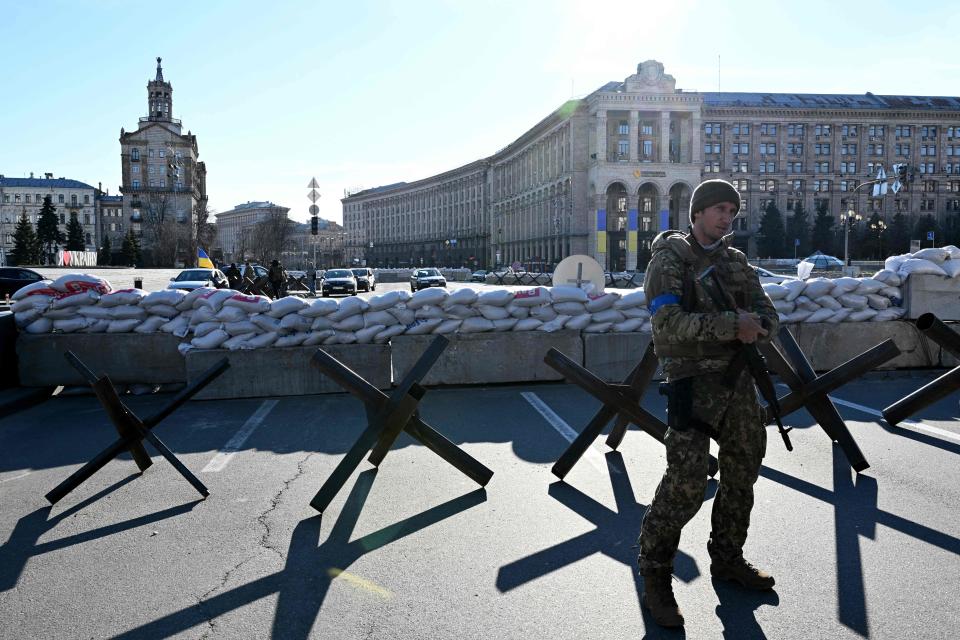 Sergiy Stakhovsky, pictured here standing guard at Independence Square in Kyiv.