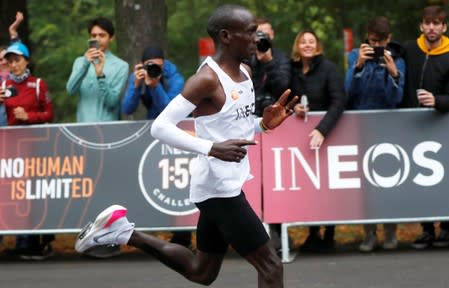 Eliud Kipchoge, the marathon world record holder from Kenya, attempts to run a marathon in under two hours in Vienna