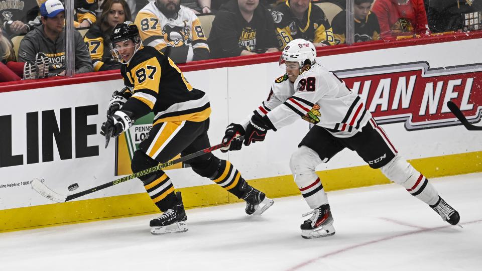 Connor Bedard had a tough assignment in his first NHL regular-season game. (Jeanine Leech/Icon Sportswire via Getty Images)