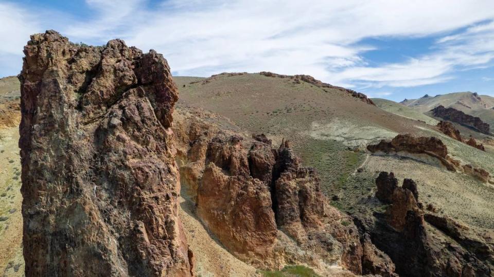 Leslie Gulch features rhyolite ash-flow tuff rock formations.