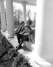 <p>President John F. Kennedy takes a break from his busy schedule to play with his son, John John Kennedy, on the side wings of the White House in 1962. </p>