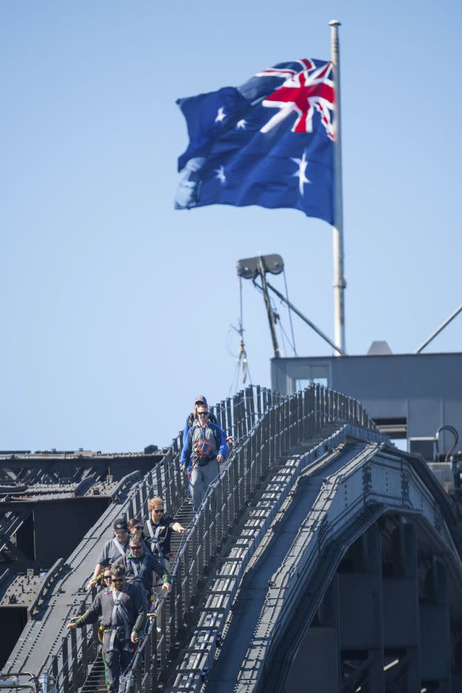 Prince Harry climbing the Sydney Harbour Bridge