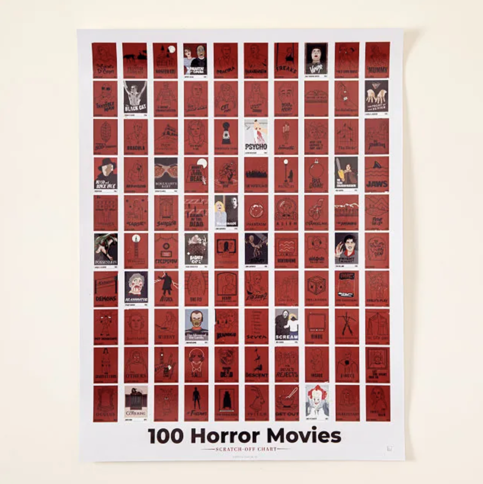 <p><a href="https://go.redirectingat.com?id=74968X1596630&url=https%3A%2F%2Fwww.uncommongoods.com%2Fproduct%2F100-horror-movies-scratch-off-chart&sref=https%3A%2F%2Fwww.countryliving.com%2Fshopping%2Fgifts%2Fg36957166%2Fbest-halloween-gifts%2F" rel="nofollow noopener" target="_blank" data-ylk="slk:Shop Now;elm:context_link;itc:0;sec:content-canvas" class="link ">Shop Now</a></p><p>100 Horror Movies Scratch Off Chart</p><p>uncommongoods.com</p><p>$25.00</p><span class="copyright">Ben Gibson and Patrick Mulligan</span>