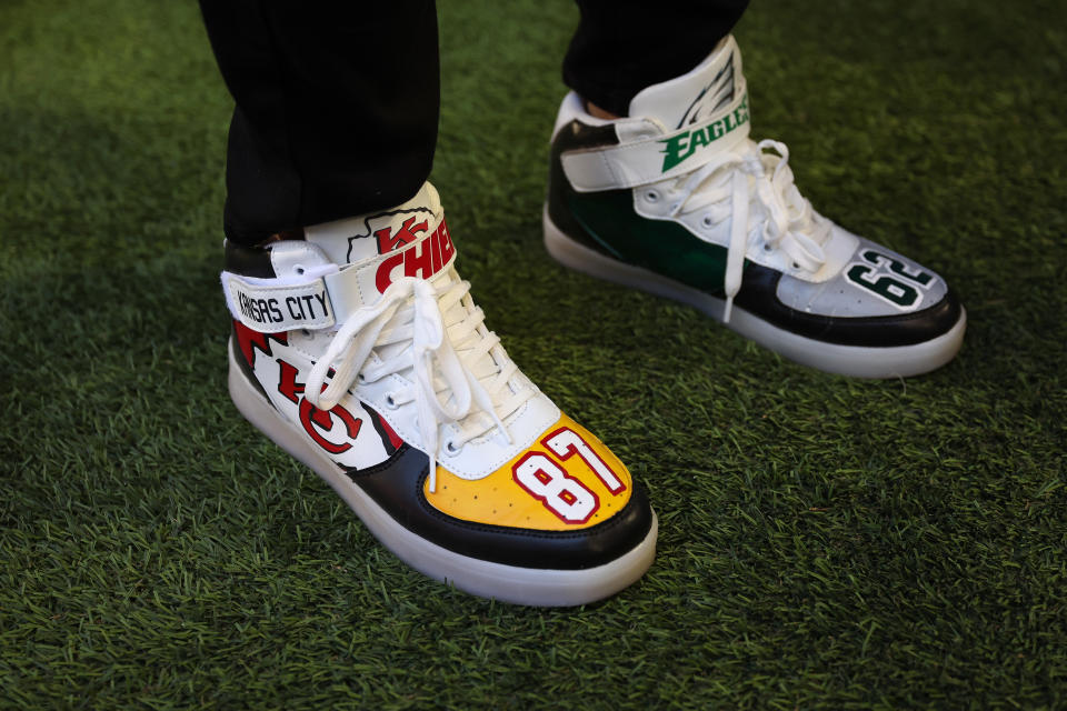 Donna Kelce’s shoes. Photo by Gregory Shamus/Getty Images