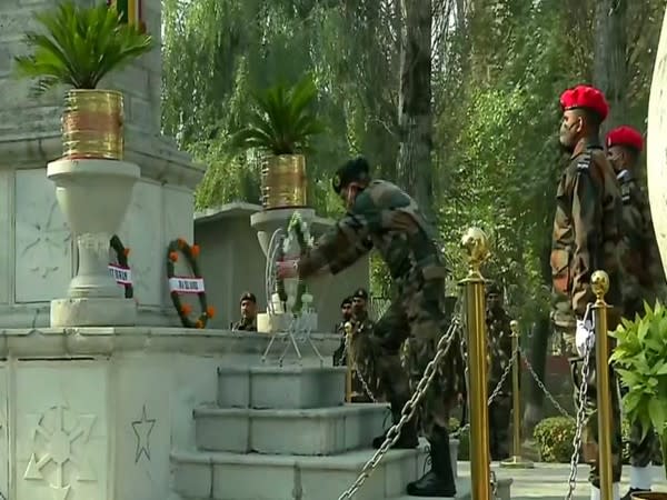 A visual from the wreath-laying ceremony in Srinagar on Tuesday. [Photo/ANI]