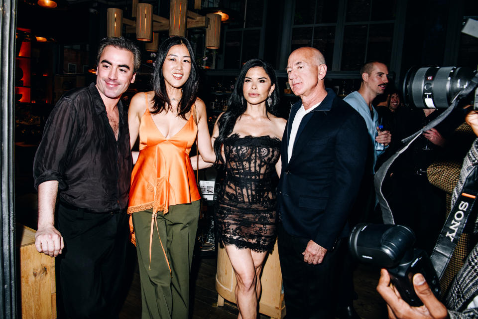 Fernando Garcia, Laura Kim, Lauren Sanchez and Jeff Bezos at the Monse Maison Pre-Met Cocktail Celebration held at La Mercerie on May 5, 2024 in New York, New York.