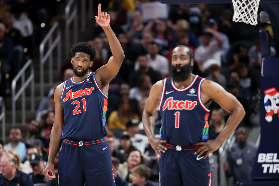 76人Joel Embiid（左）、 James Harden（右）。 (Photo by Dylan Buell/Getty Images)