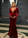Radiant in red! Ciara matched her plunging velvet dress to a bejeweled choker at the Vanity Fair Oscar Party in 2017. The singer's first child with her husband, Russell Wilson, arrived two months after the awards show.