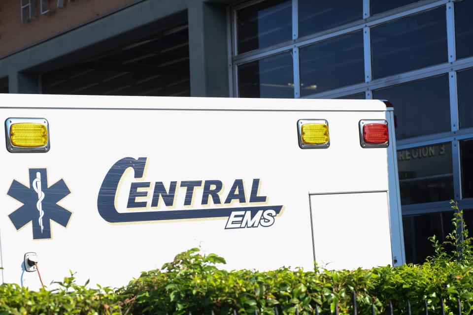 FILE - A Central EMS truck sits parked outside Augusta Fire Department Station Three on June 27, 2023.
