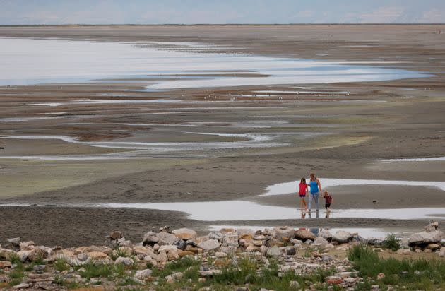 This year's record broke last year's, which was the first time the Great Salt Lake's levels were lower than they were in 1963. (Photo: Justin Sullivan via Getty Images)