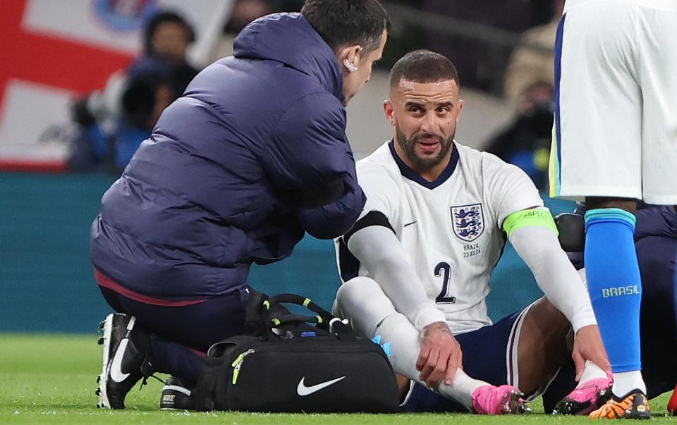 Kyle Walker goes off injured as England player