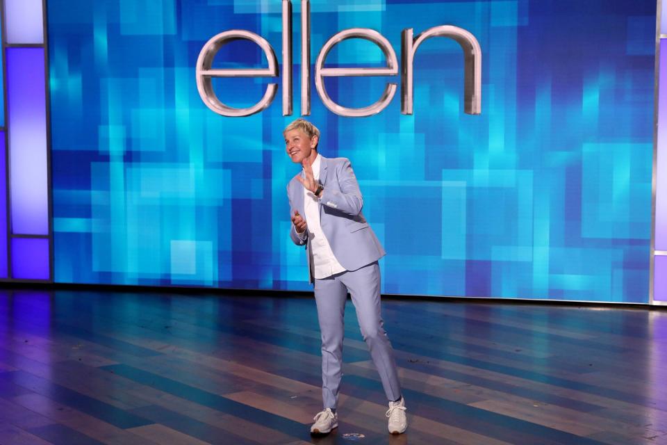 Ellen DeGeneres is seen during a taping of "The Ellen DeGeneres Show"