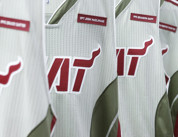 The Miami Heat will wear uniforms sporting the names of fallen military members. (Miami Heat)