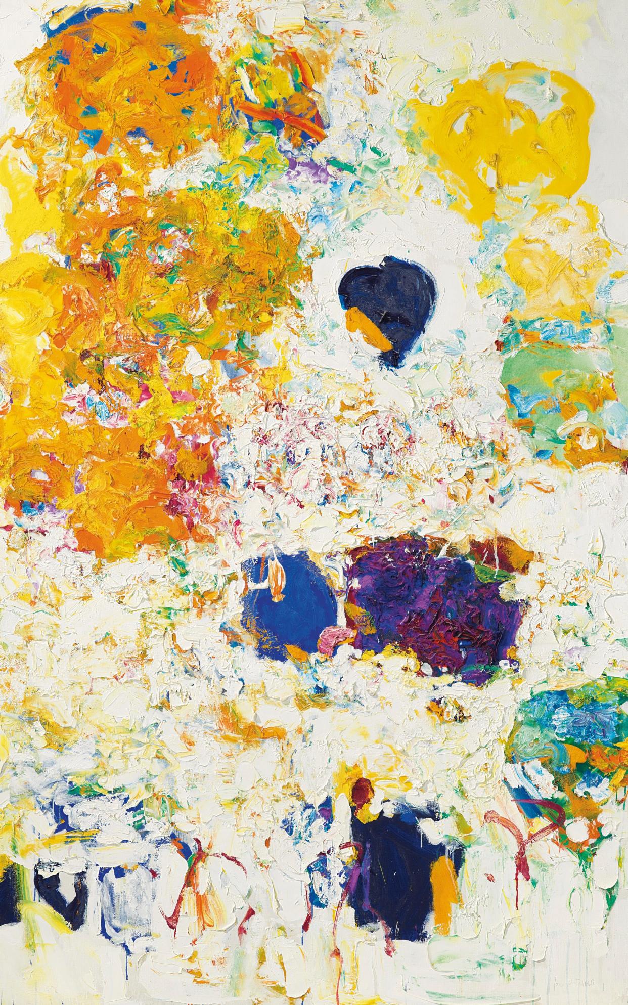 'Blueberry' by Joan Mitchell sold for a record $16.6 million at Christie's New York. One of many record prices achieved for women artists in the modern and contemporary art sales.