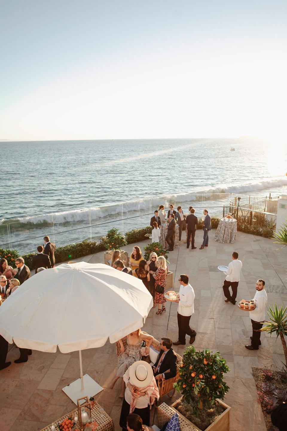 The bride combined California cool with English tradition, wore two Carolina Herrera dresses, and drove off in a vintage Porsche.