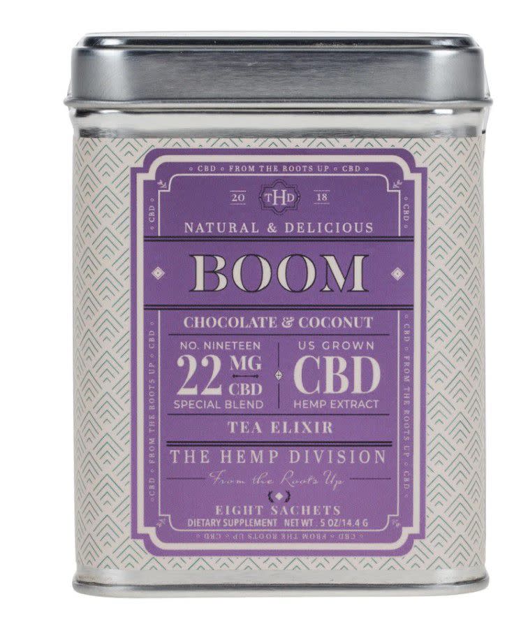 <p>This tea, which contains 22mg of CBD, plus black tea, coconut pieces, and raw cacao nibs, is a tasty morning or afternoon boost. The Hemp Division has several other delicious CBD teas, including Sleep, Focus and Calm. </p><span class="copyright"> The Hemp Division </span>