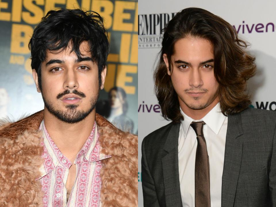 Avan Jogia with short hair on the left and long hair on the right