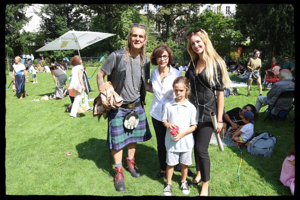 Alexandre de Basseville with French Culture Minister Rachida Dati, his wife Egla Hraxhi and their son Luxifer de Basseville.