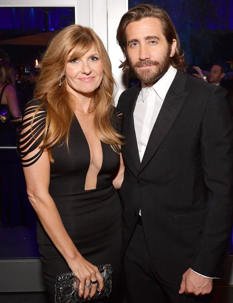 Connie Britton and Jake Gyllenhaal hang out at the 2020 Vanity Fair Oscar Party. This year Britton will star in <em>Good Joe Bell</em>, which Gyllenhall is producing. 