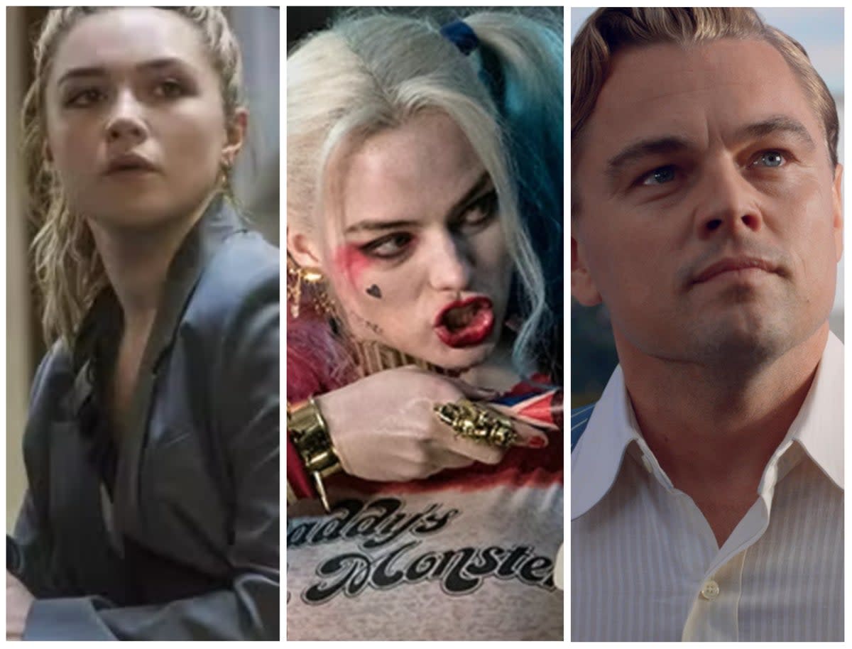 Florence Pugh, Margot Robbie and Leonardo DiCaprio have all given superb performances in bad films (Shutterstock/Warner/Marvel)