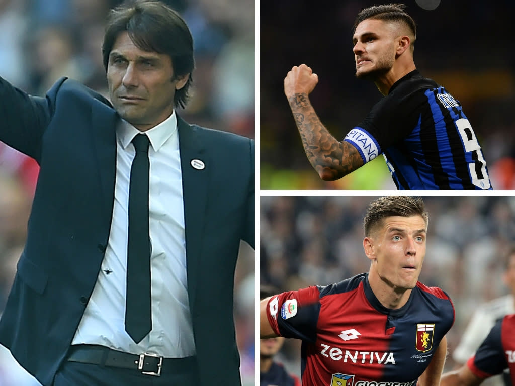 (Clockwise left-right) Antonio Conte, Mauro Icardi, Krzysztof Piatek