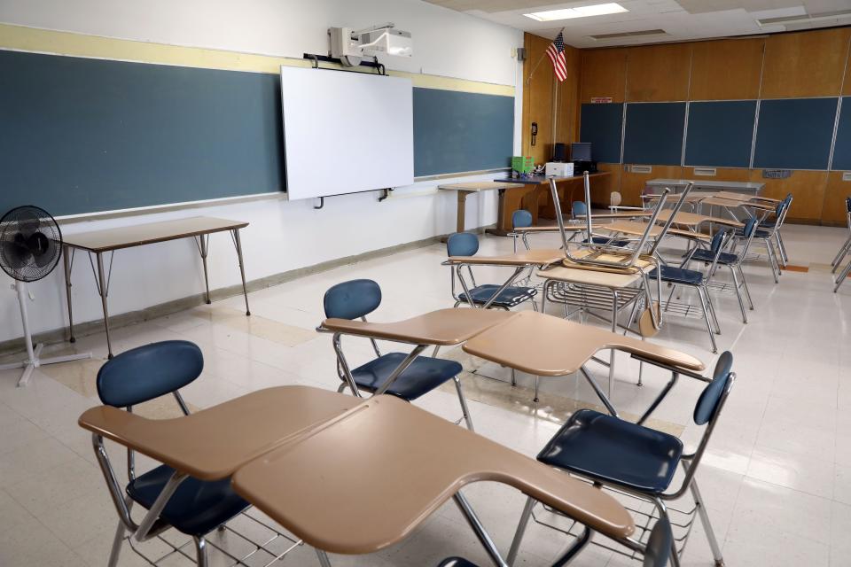 A renovated classroom at the Mount Vernon STEAM Academy Aug. 2, 2018, formerly the A.B. Davis Middle School. The district is transitioning to have three themed high schools. 