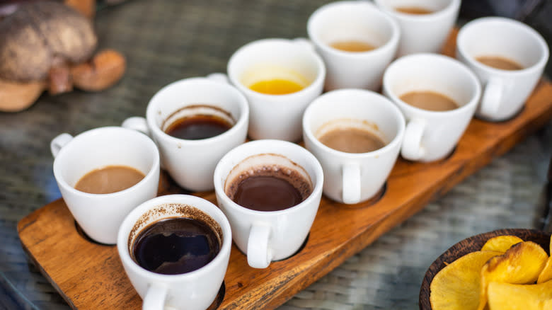 Coffee flight on tray