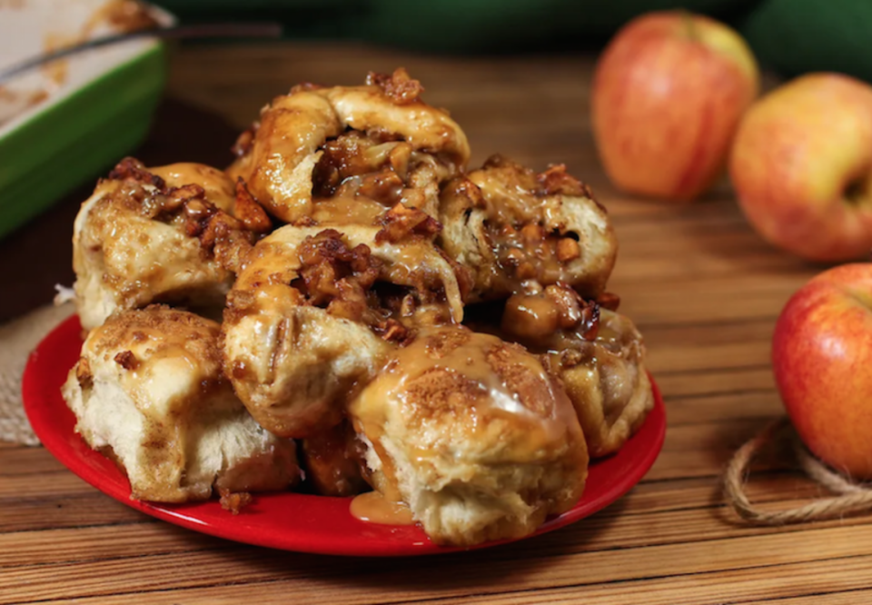 <p>Chad Elick</p><p>In this caramel apple pie bombs recipe, the flakey dough is loaded with apples, caramel and cinnamon then topped with butter and brown sugar. Once they come out of the oven they are drizzled with more caramel. </p><p><strong>Get the recipe: <em><a href="https://parade.com/154110/donnaelick/crazy-caramel-apple-pie-bombs/" rel="nofollow noopener" target="_blank" data-ylk="slk:Crazy Caramel Apple Pie Bombs;elm:context_link;itc:0;sec:content-canvas" class="link ">Crazy Caramel Apple Pie Bombs</a></em></strong></p>