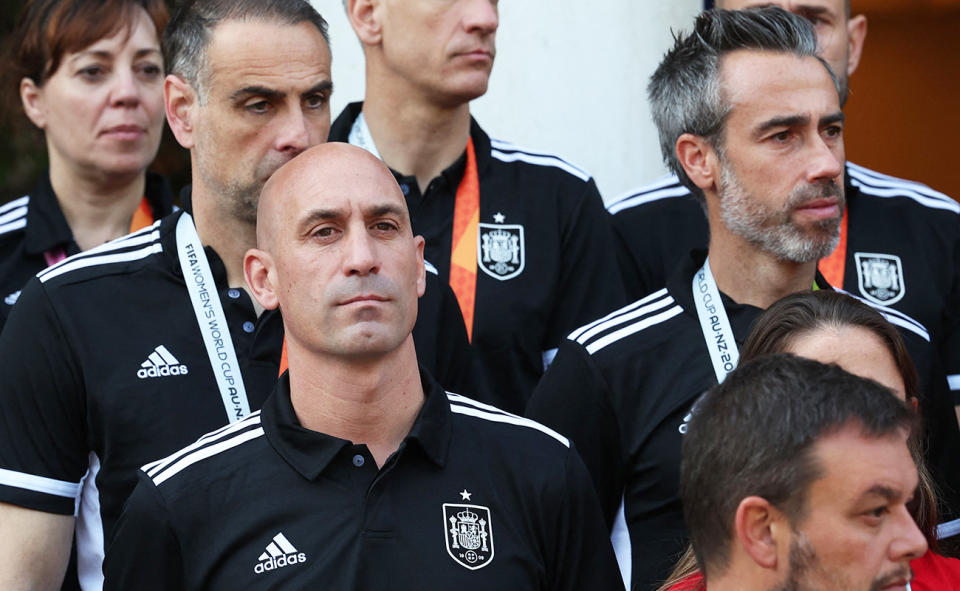 Luis Rubiales and Jorge Vilda at a ceremony in Spain after the Women's World Cup.