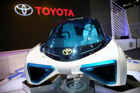 FILE PHOTO: Toyota's FCV Plus hydrogen fuel-cell concept vehicle is seen at the 38th Bangkok International Motor Show in Bangkok, Thailand March 28, 2017. REUTERS/Athit Perawongmetha/File Photo