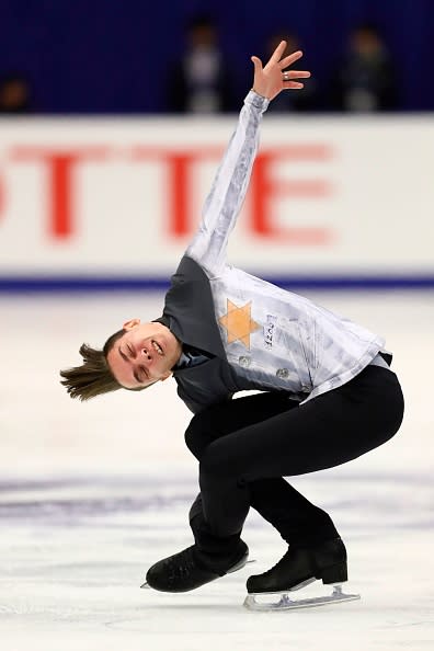 Russia's Anton Shulepov performs in the men's free skating at the Grand Prix of Figure Skating 2019/2020 NHK Trophy in Sapporo on November 23, 2019. | Junko Kimura-Matsumoto—AFP/Getty Images