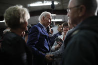 Democratic presidential candidate former Vice President Joe Biden meets with people during a campaign event at the North Iowa Events Center, Wednesday, Jan. 22, 2020, in Mason City, Iowa. (AP Photo/John Locher)