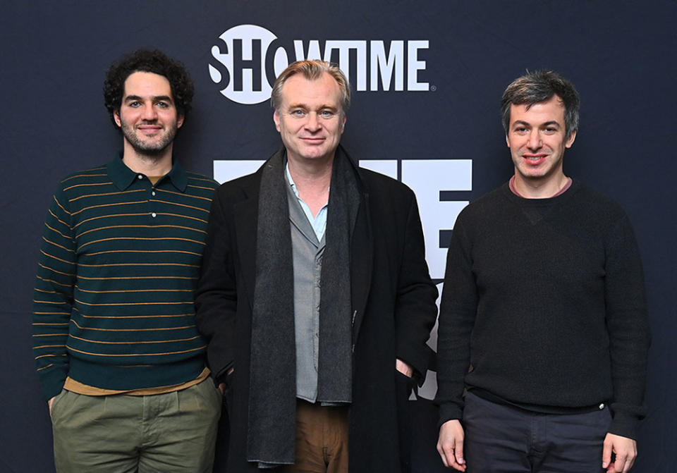 Benny Safdie, Christopher Nolan and Nathan Fielder attend The Curse FYC event at The SAG-AFTRA Foundation Robin Williams Center on January 04, 2024 in New York City.