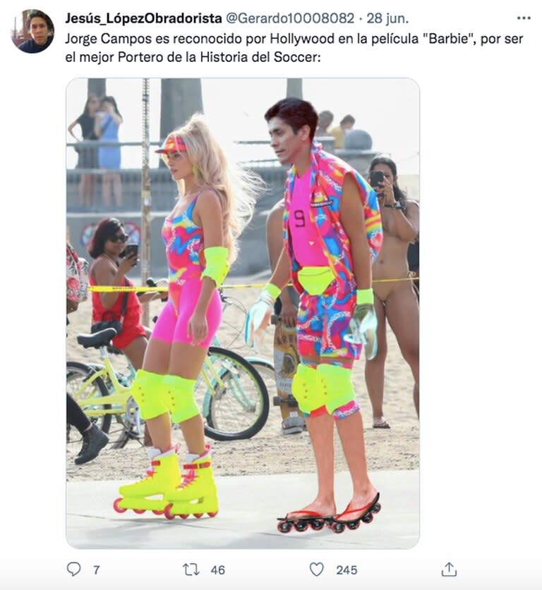 Los mejores tuits por el atuendo de "Barbie" y su comparación con Jorge Campos