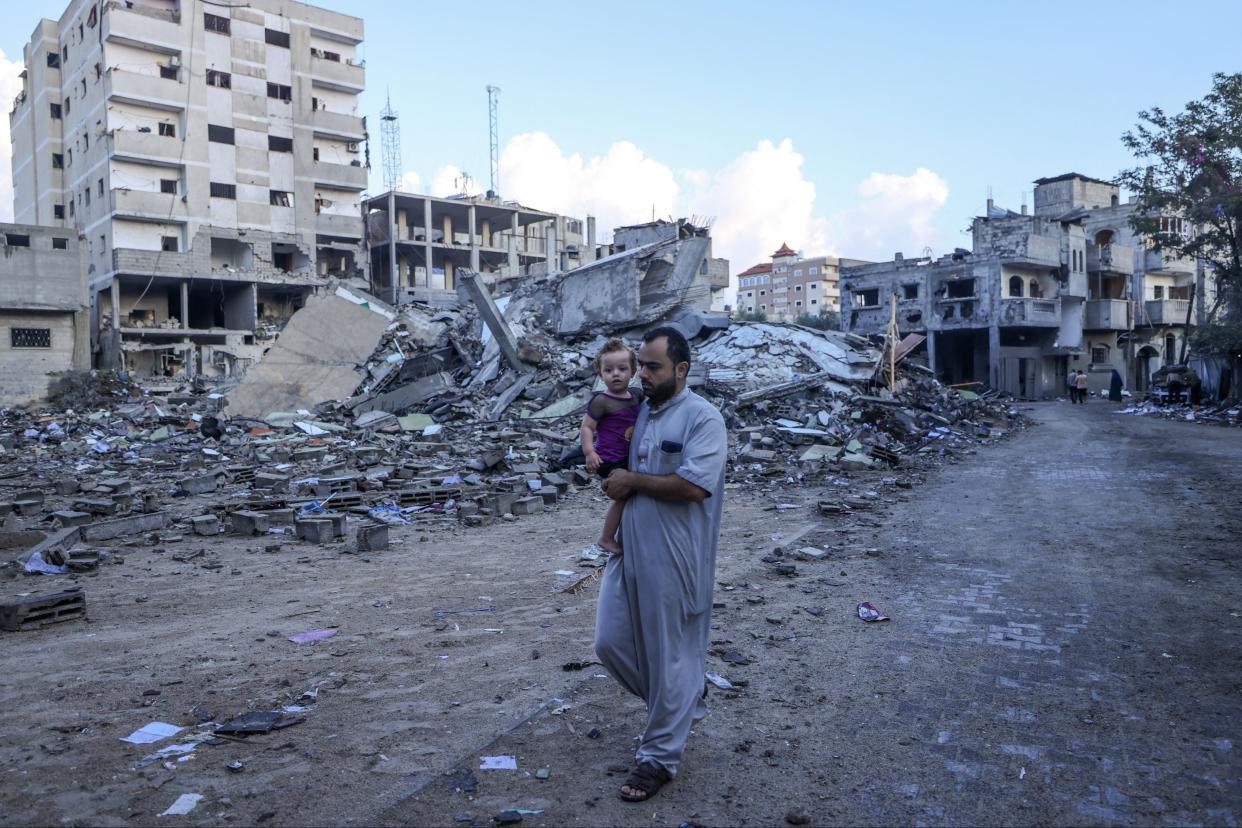 Hostages are currently being held in Gaza which is being targeted by Israeli airstrikes (AFP via Getty Images)