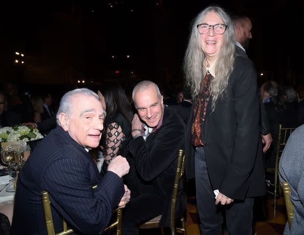 <p>Kristina Bumphrey/Variety via Getty </p> Martin Scorsese, Daniel Day-Lewis and Patti Smith at The National Board of Review Awards Gala