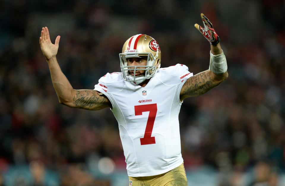 Kaepernick played for the San Francisco 49ers but was released from the NFL in 2016 (PA)